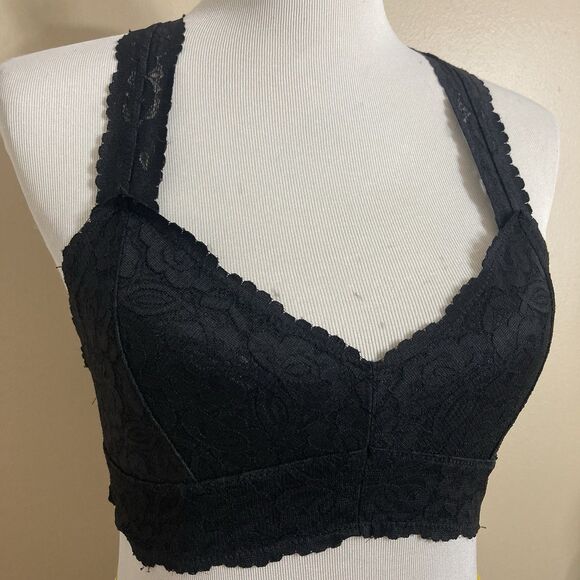 Intimately Free People Bralette Black Sheer Floral Lace Pull Over Sexy - Picture 9 of 12